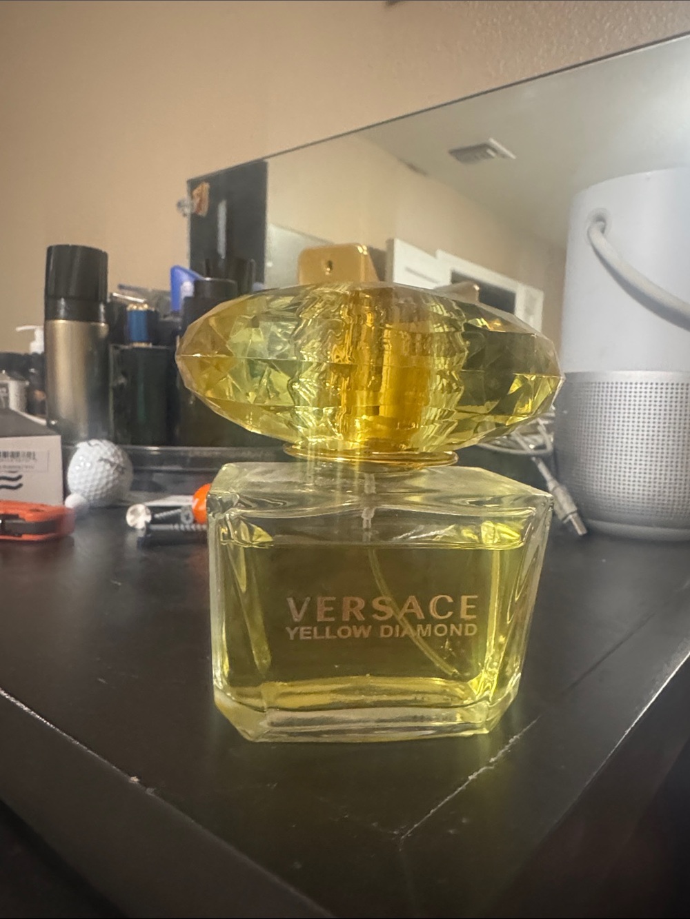Versace Yellow Diamond Perfume Bottle - Vibrant Yellow Glass